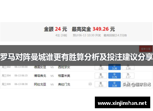 罗马对阵曼城谁更有胜算分析及投注建议分享